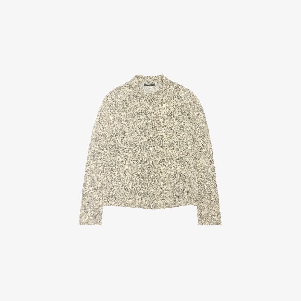 Subtle Print Sheer Button-Up Shirt